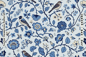 Rustic Songbirds Seamless Vector, a Pattern Graphic by one-touch