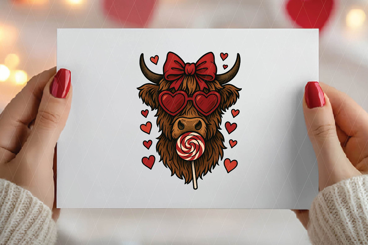 Highland Cow png, Valentine Coquette, an Illustration by DreamPrint404 (Photo 5 of 8)