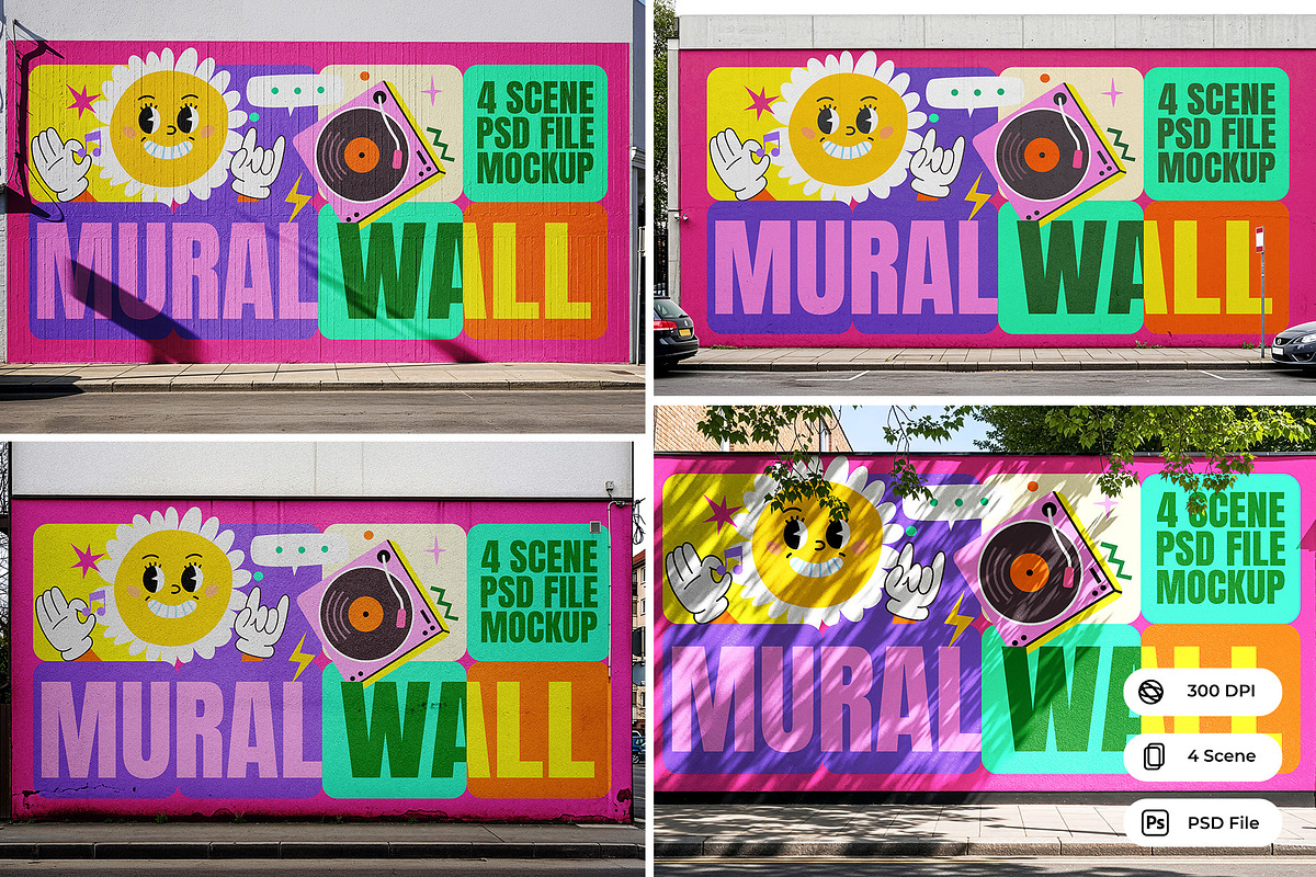 Mural Wall Mockup, an Advertising Mockup by Nathatype (Photo 1 of 9)