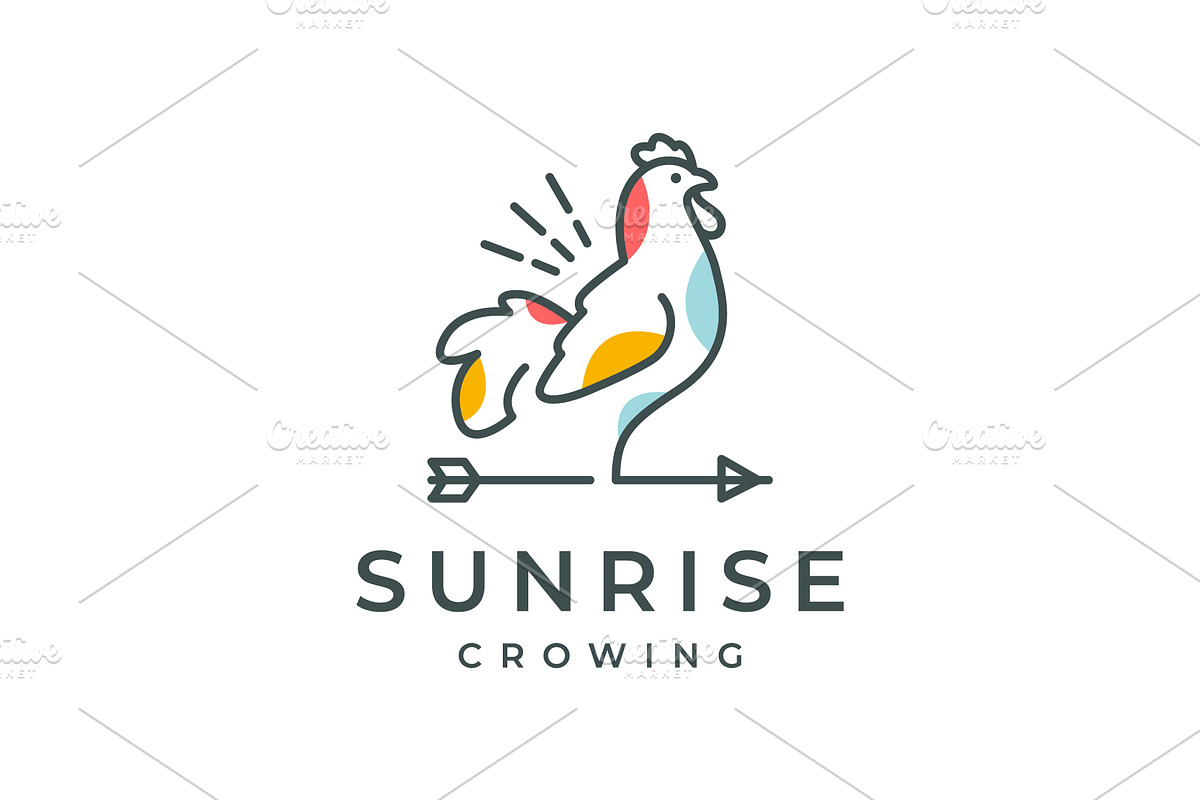 rooster chicken poultry crowing logo, a Branding & Logo Template by devastd