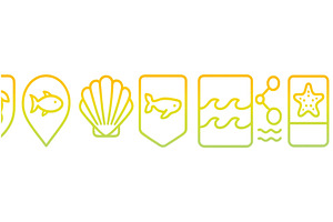 Colorful marine icons representing, an Animal Illustration by ZinetroN