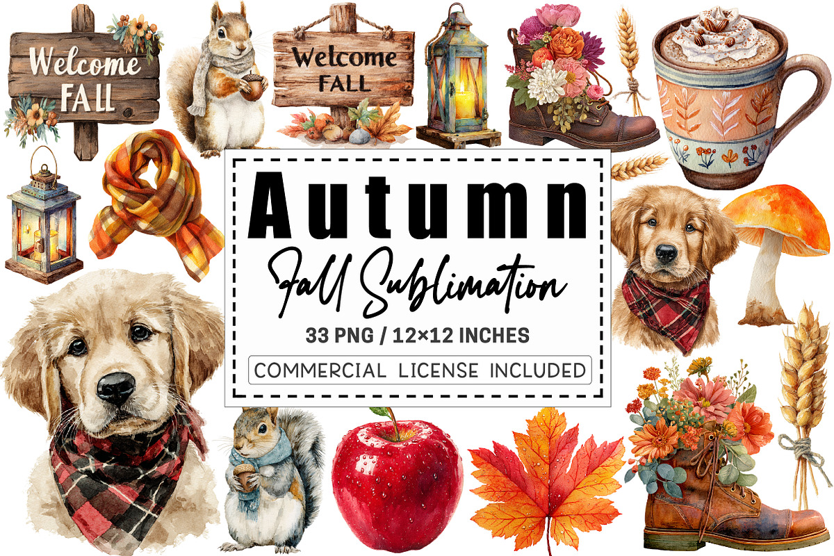 Autumn Fall Sublimation Clipart., a Graphic by CitraGraphics (Photo 1 of 4)