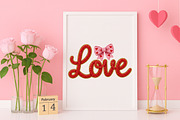 Crochet Pink Love Bow Valentine PNG, an Illustration by Canvas Craft (Thumbnail 4 of 7)