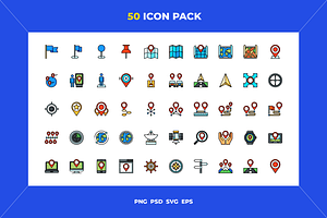 50 Location icons, an Outline Icon by Wencory