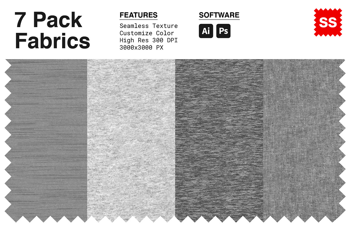 7 Pack Seamless Fabric Textures, a Pattern Graphic by Swatch Supply (Photo 1 of 8)
