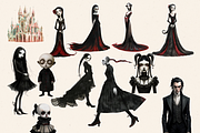 GOTHIC BEAUTIES CHARACTERS CLIPART, a Person Illustration by Daring Digies (Thumbnail 4 of 10)