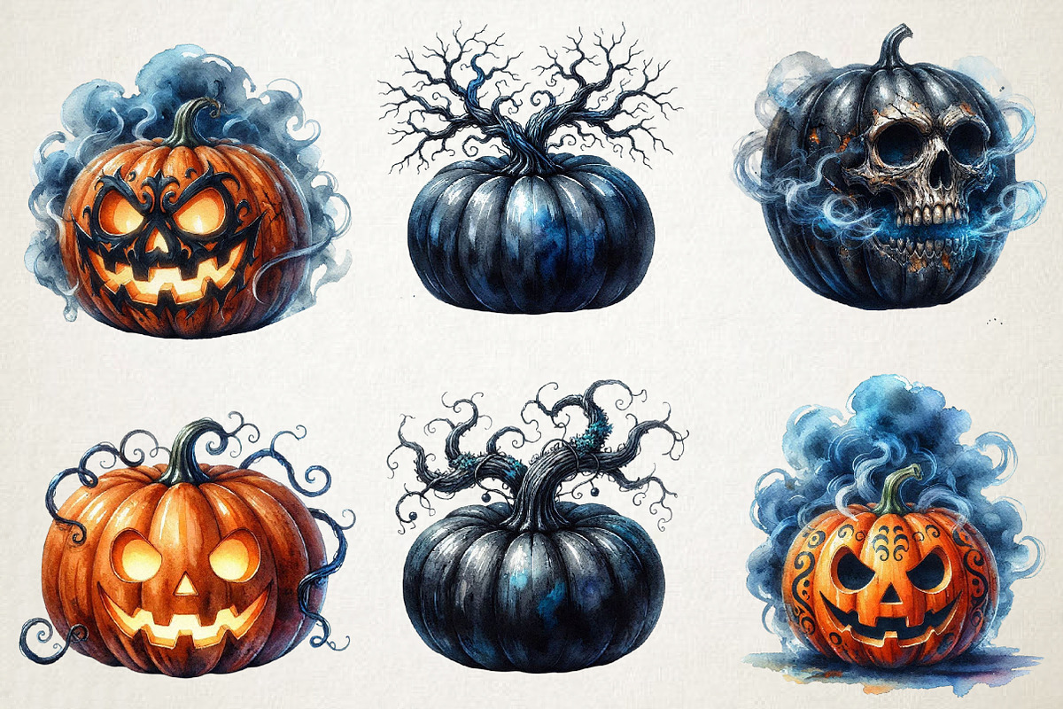 Quirky Pumpkins PNG Clipart, a Seasonal Illustration by RobertsArt (Photo 4 of 7)