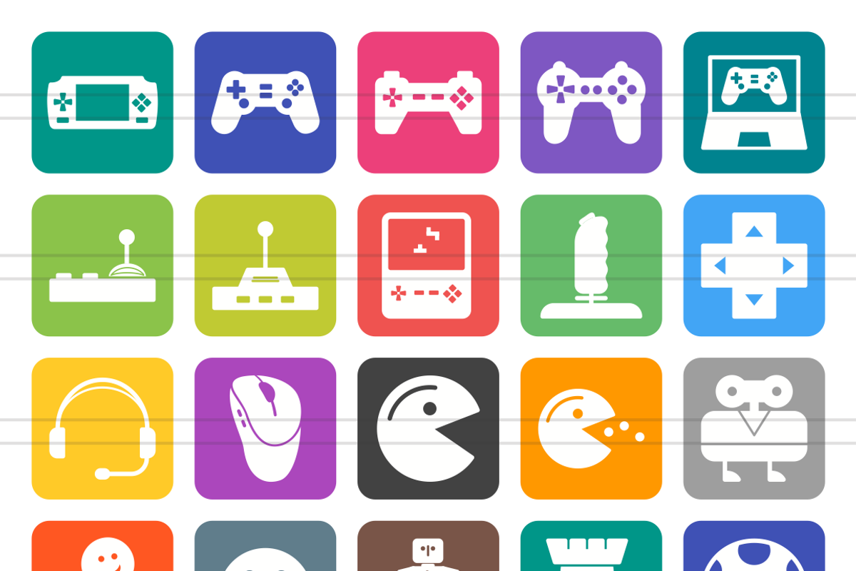 50 Games Flat Round Corner Icons preview 2