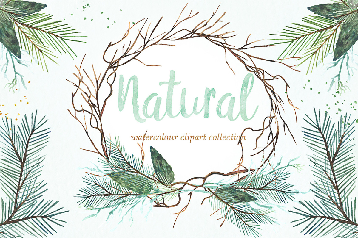 Natural winter. Watercolor clipart., an Illustration by LABFcreations (Photo 1 of 7)