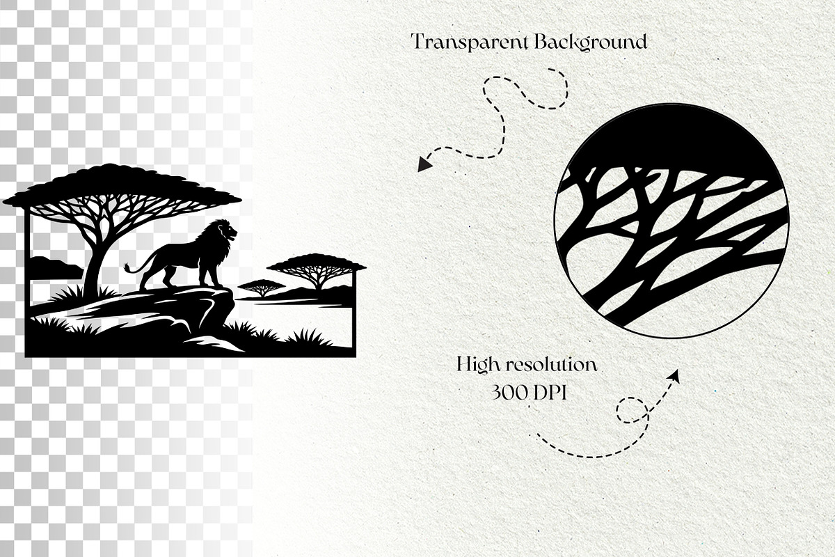 Safari Scenes Silhouette Graphics, an Animal Illustration by DENIDigitalArtSudio (Photo 5 of 5)