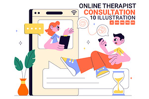 10 Online Therapist Consultation, a Healthcare Illustration by denayunebgt