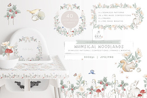 Cute Woodland Clip Art & Patterns