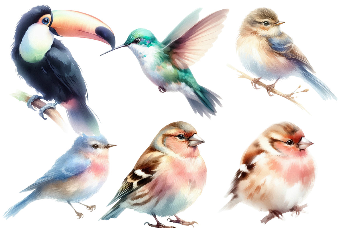 Watercolor Bird clipart, an Illustration by Designworld (Photo 4 of 5)