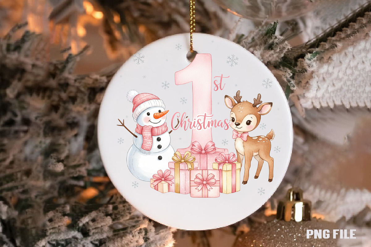 Pink Snowman Baby First Christmas, an Illustration by DreamCafeArt (Photo 5 of 5)