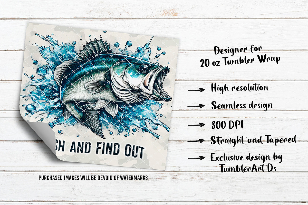 Fish And Find Out Tumbler Wrap, a Pattern Graphic by TumblerArtDS (Photo 3 of 3)