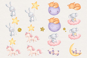 Baby Animals Good Night Clipart