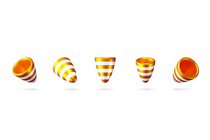 Group of 3d gold and white striped, an Object Illustration by Abscent
