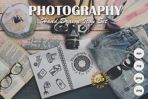 Photography Hand Drawn Icons, Logos