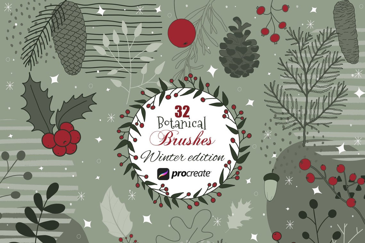 Procreate Botanical brushes bundle, a Brush Add-On by PDknyStudio