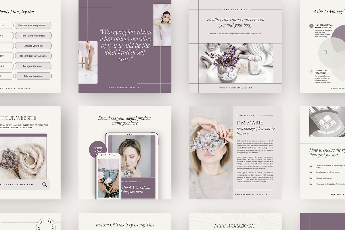 Canva Mental health Social Media Mar, a Social Media Template by Lovely Confetti (Photo 3 of 9)