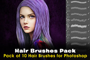 10 Photoshop Hair Brushes Pack, a Brush Add-On by Velo Graphic Studio (Thumbnail 1 of 6)