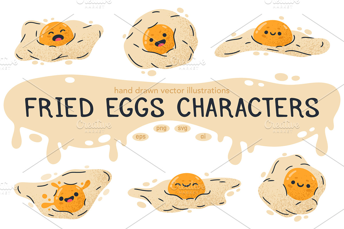 Fried eggs characters, a Food Illustration by Torontotokio (Photo 1 of 4)