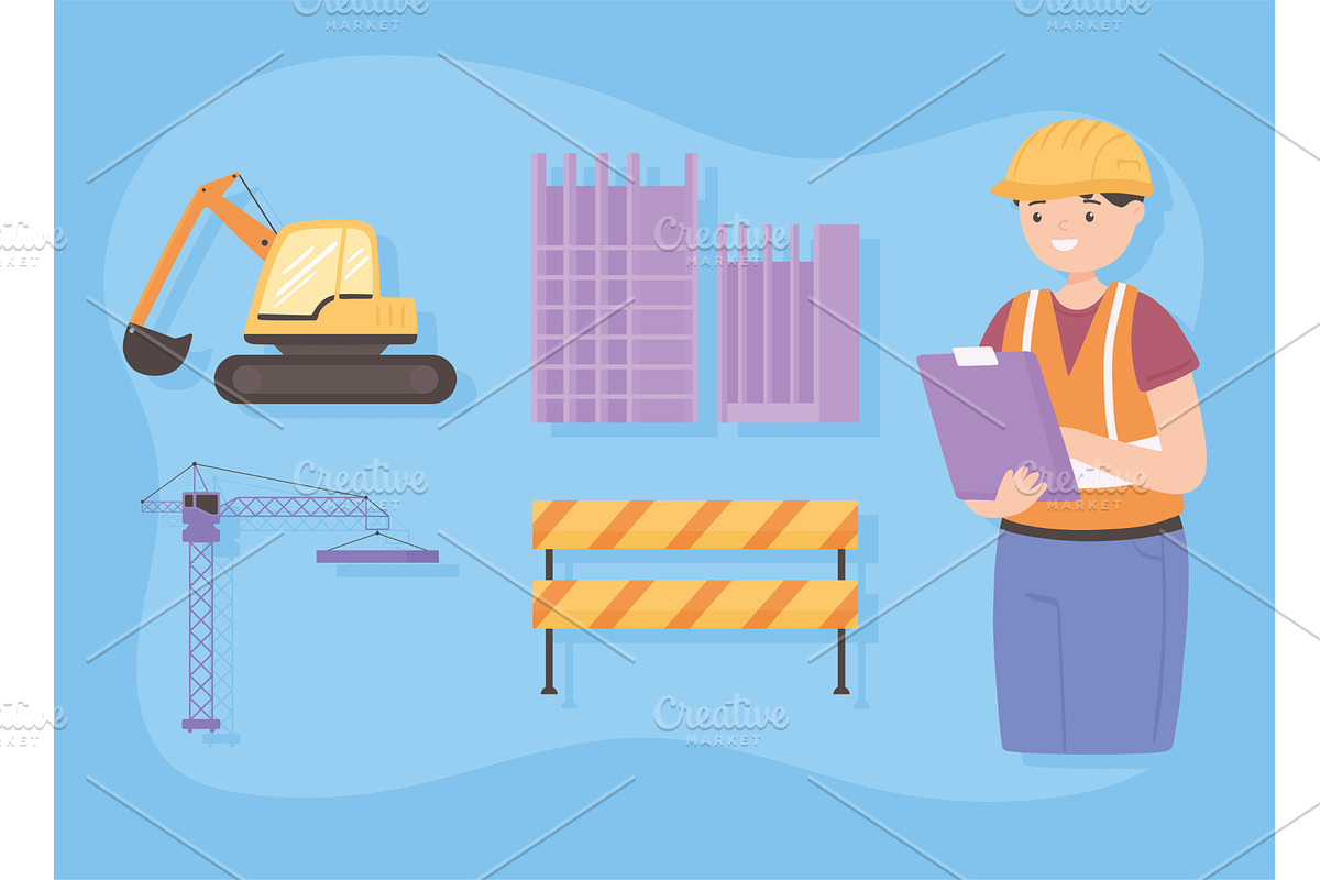 engineer man and construction, a Person Illustration by studiogstock