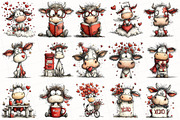 Whimsical Valentine Cow Clipart, an Illustration by OK Design (Thumbnail 3 of 6)