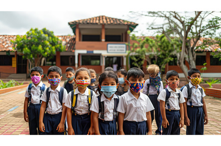 protection kid mask school ai, a Background Photo by pikepicture