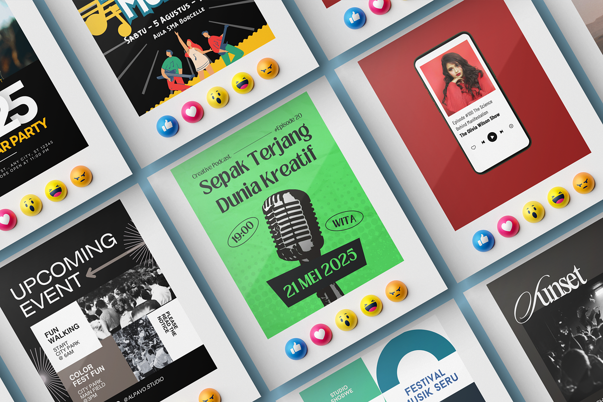 Music and Podcast Style IG Template, a Social Media Template by Al Pavo Studio (Photo 1 of 2)