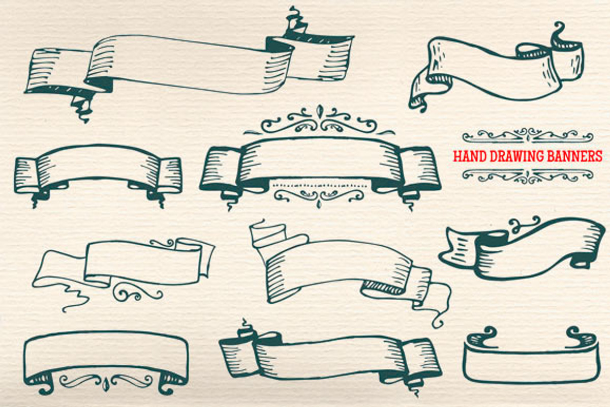 *SET* hand-drawing banners, a Decorative Illustration by ARSCOR (Photo 2 of 5)