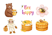 Watercolor Honey Bees Clipart, an Animal Illustration by BerryPieArt (Thumbnail 3 of 4)