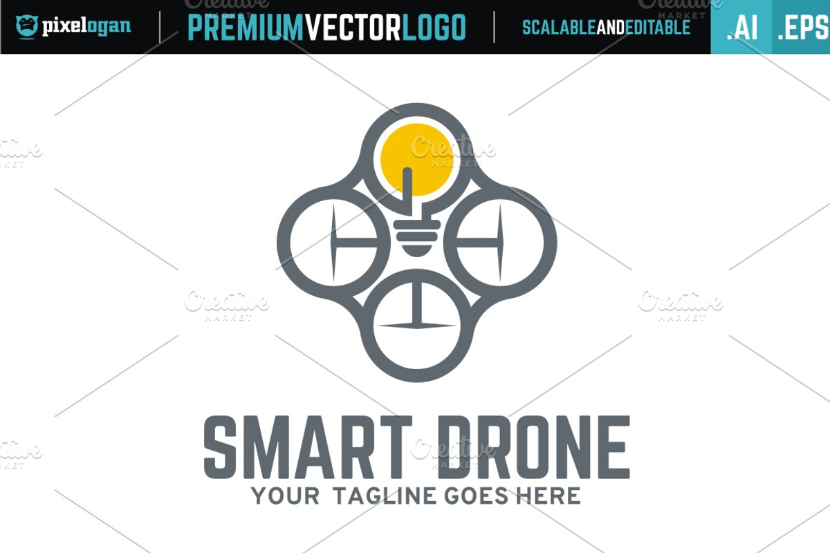 Smart Drone Logo, a Branding & Logo Template by pixelogan (Photo 3 of 4)