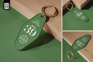 Keychain With Golden Ring Mockup