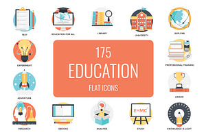 175 Flat Education Icons, a Duotone Icon by Prosymbols