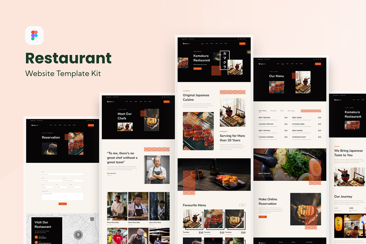 Restaurant Website Template, an UI Kit Template by Kreativ Space (Photo 1 of 5)