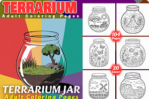 Terrarium Jar Coloring Book Pages, a Decorative Illustration by Ink Gallery