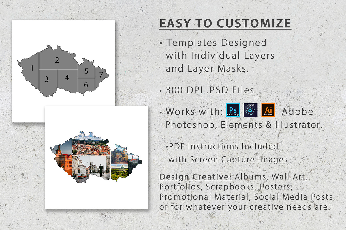 12x12 Europe Photo Collage Templates, a Stationery Template by Loveurstyle Designs (Photo 4 of 5)