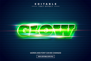 Glow Green 3D Editable Text Effect