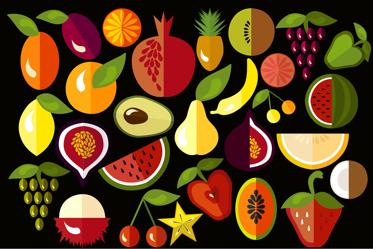 flat icons of fruits and vegetables preview 3