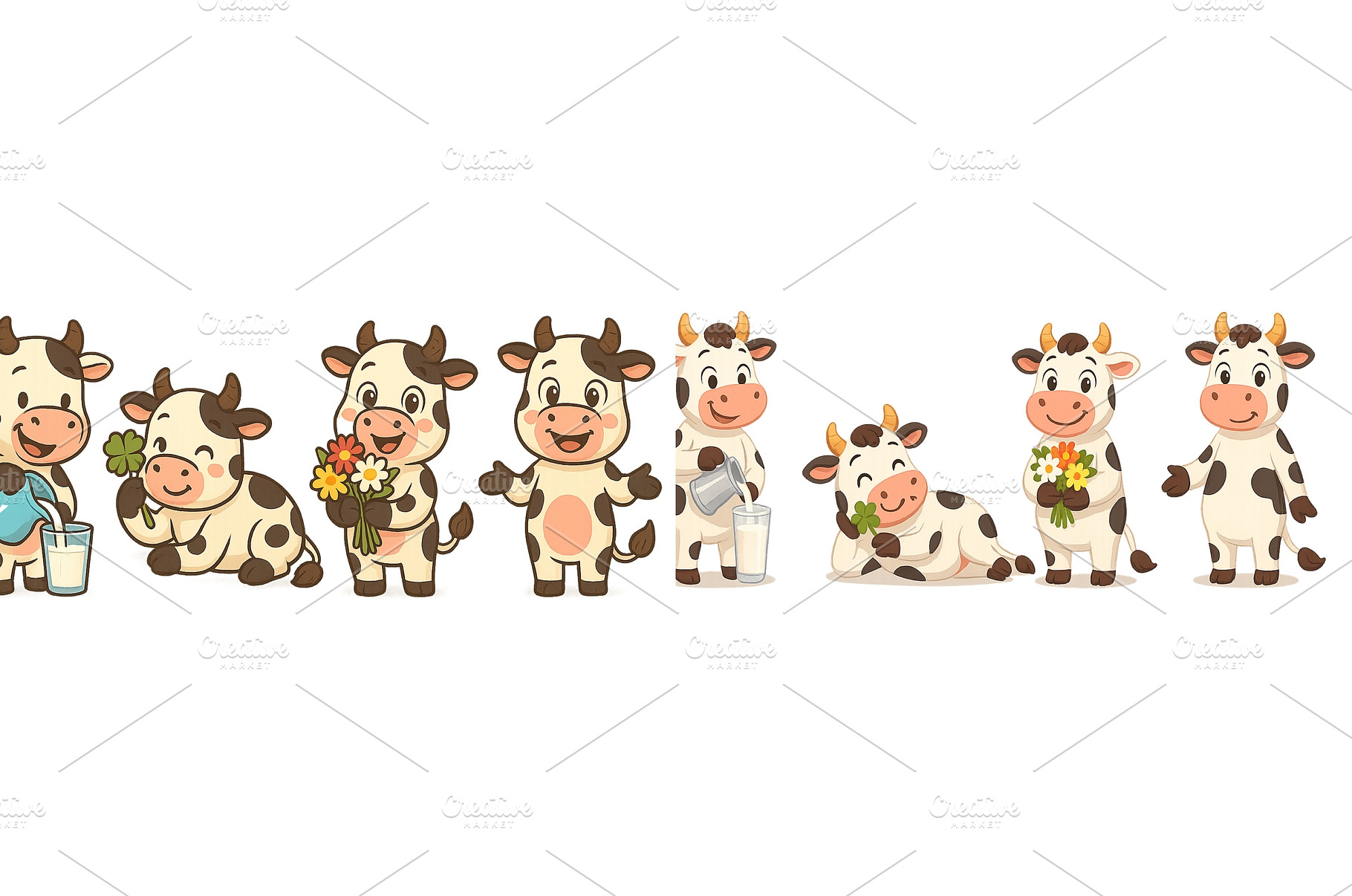 Cute cartoon cows engaging in, an Animal Photo by ZinetroN