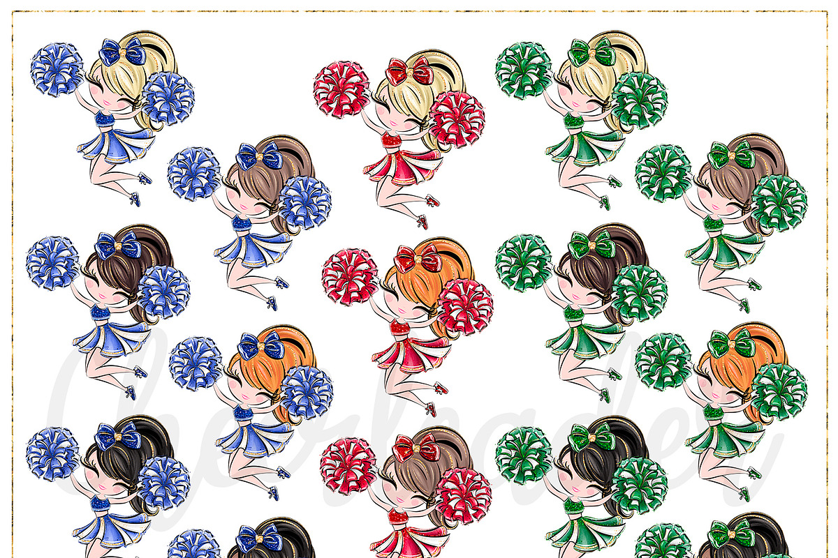 Cheerleader Hand Drawn Clipart, a Sport Illustration by Masha  Studio (Photo 2 of 12)