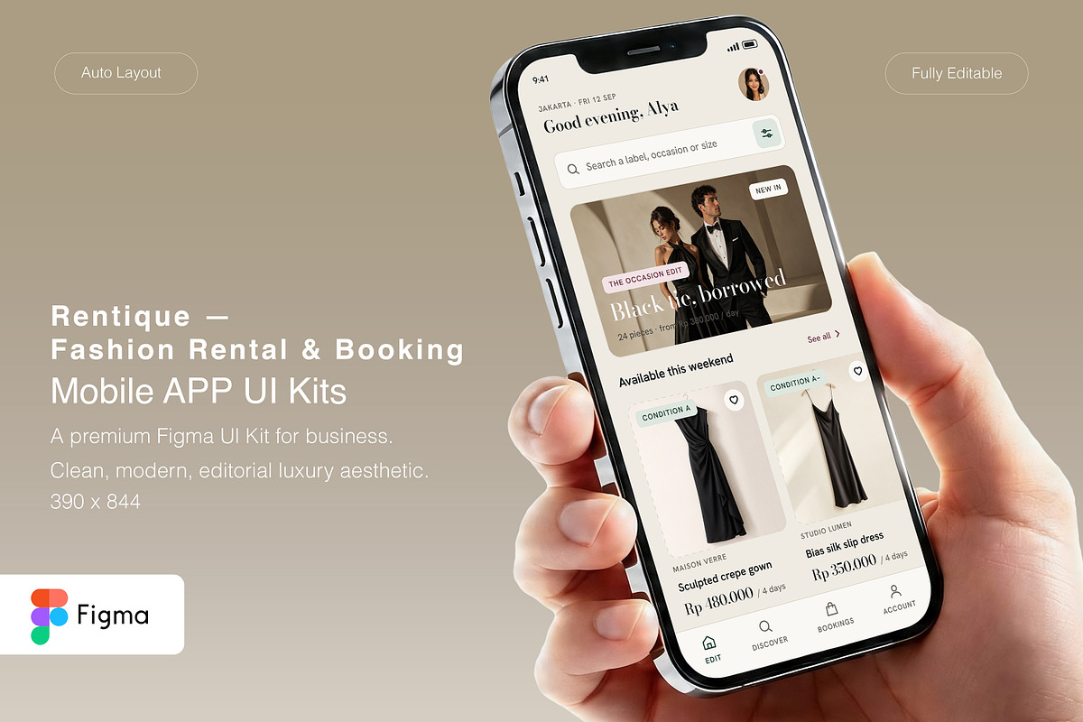 Fashion Rental & Booking App UI Kit, an UI Kit Template by Pitchlook.Studio (Photo 1 of 4)