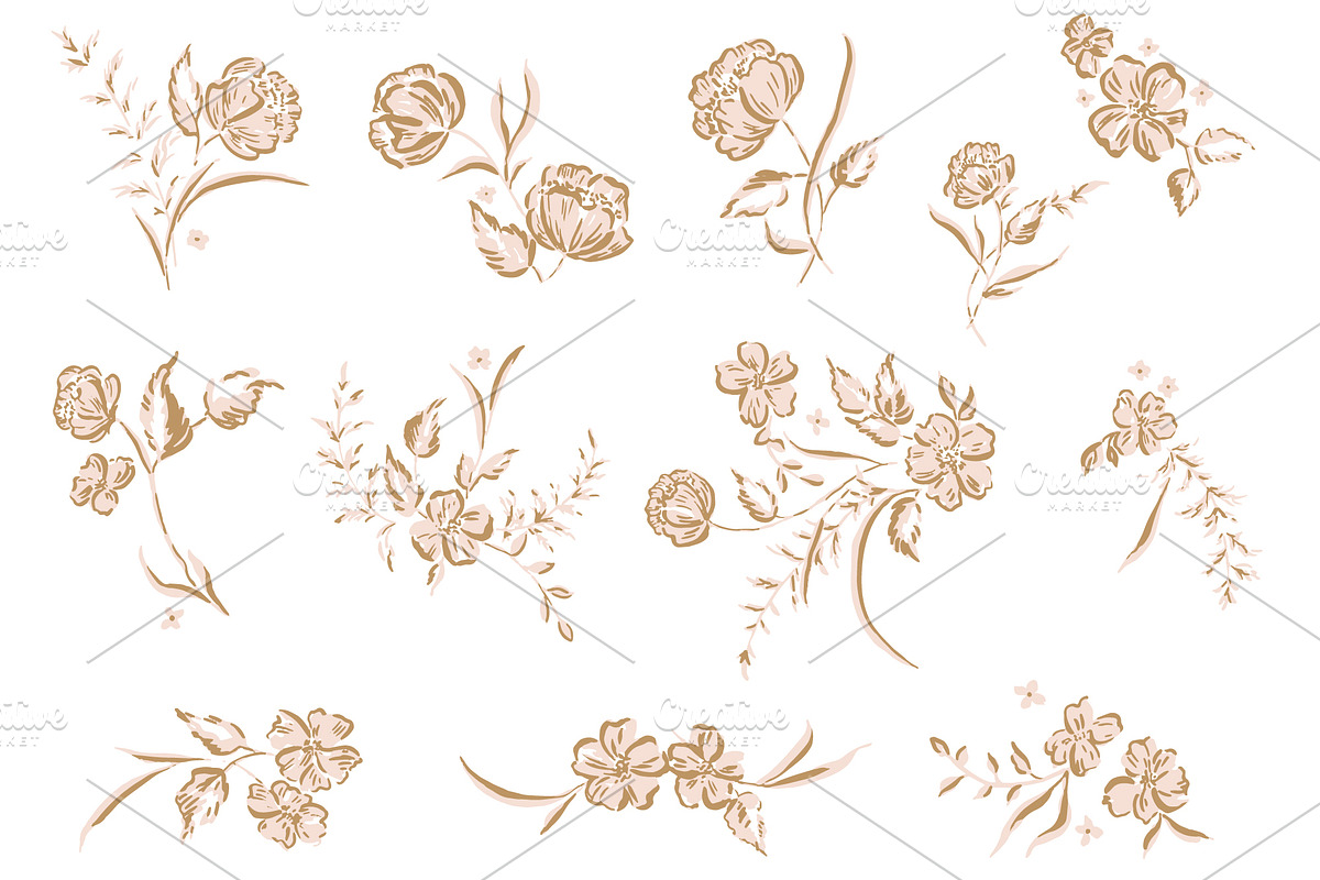 Boho Floral Clip Art Pink Brown, an Object Graphic by Mieken Petra Designs (Photo 2 of 3)