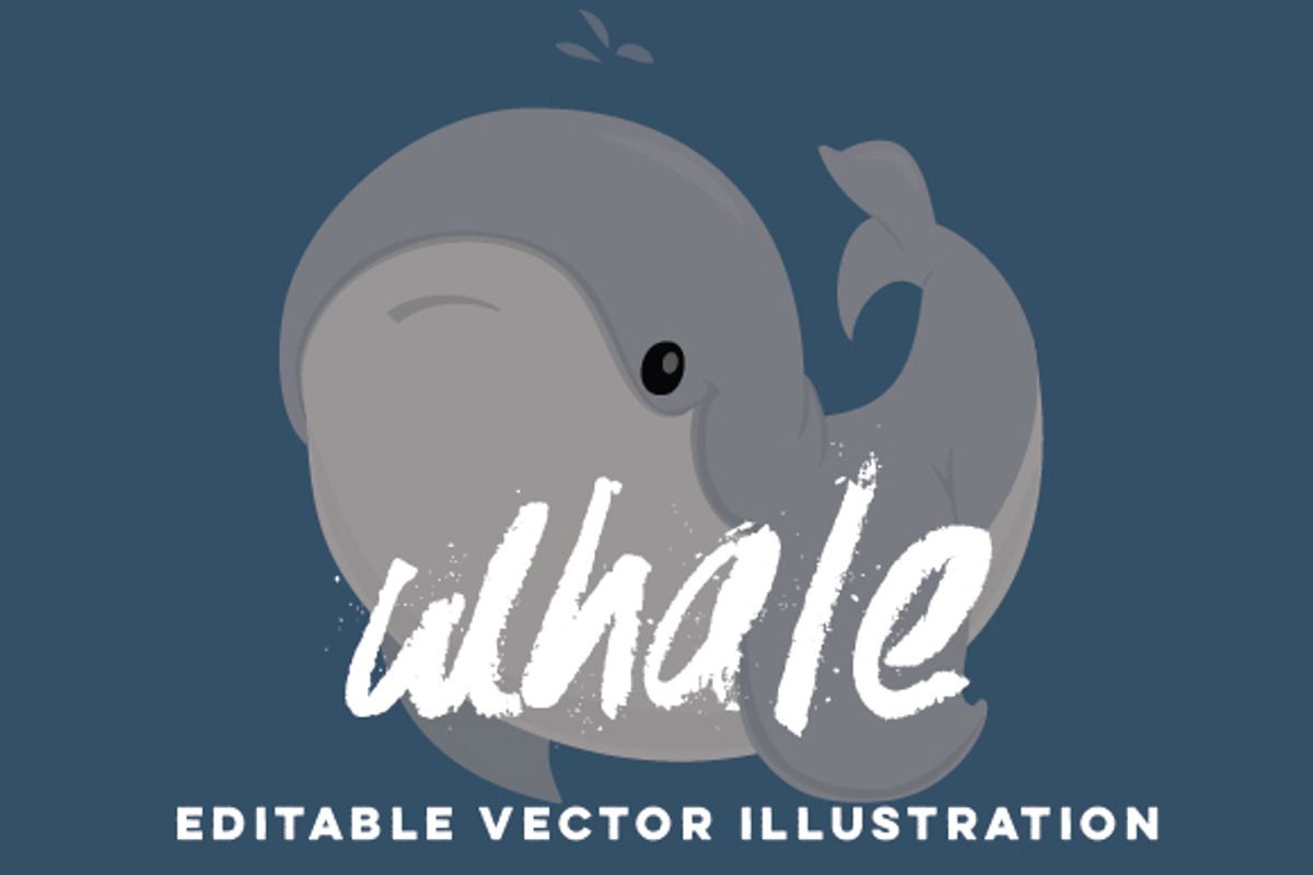 Hand-Drawn Whale Vector Cartoon, an Illustration by Rainy City Press (Photo 1 of 3)