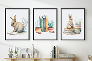 Bunny and Books. Watercolor rabbit, an Animal Illustration by AlineArtStore (Thumbnail 12 of 15)