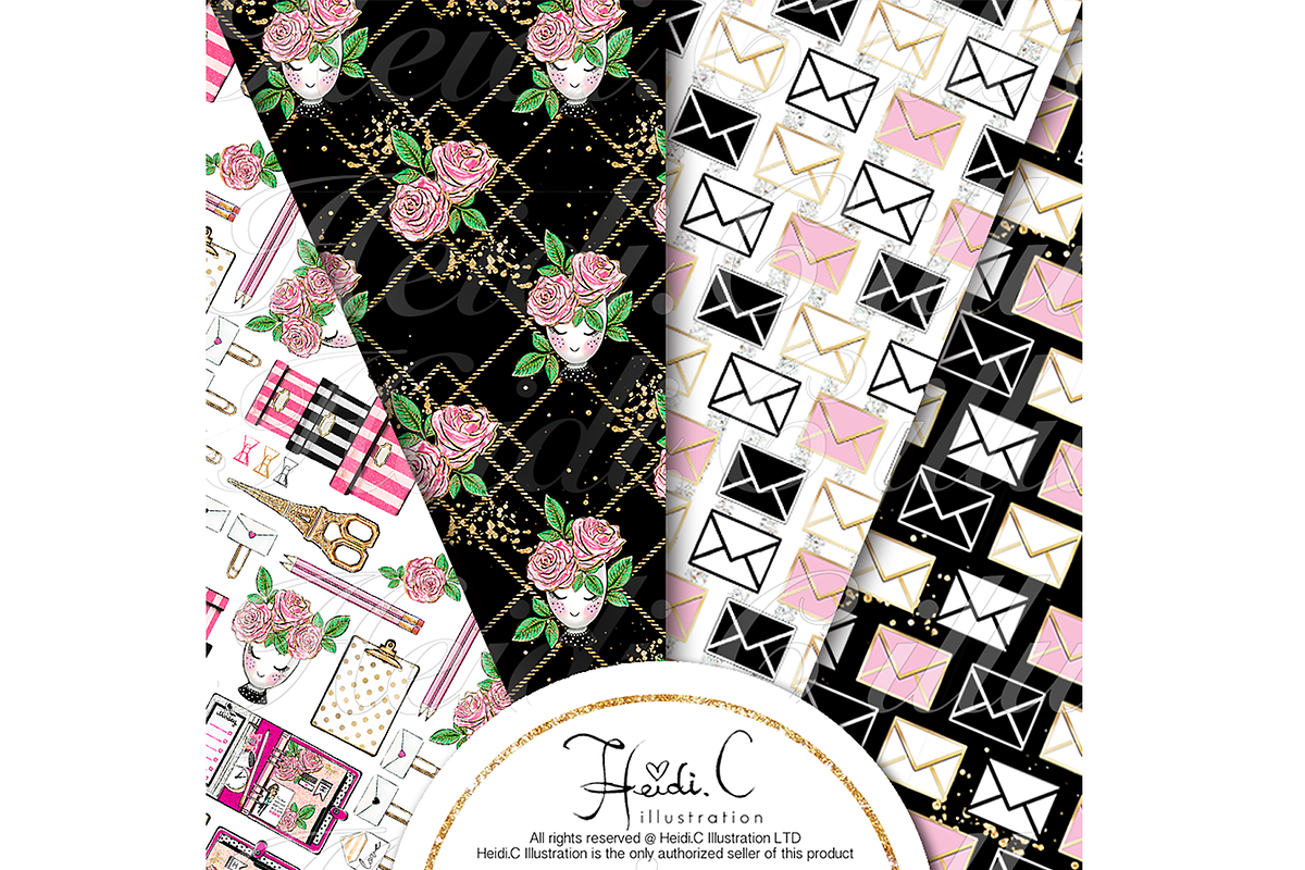Office Supplies Paper Pack, a Pattern Graphic by HeidiCIllustration (Photo 3 of 5)