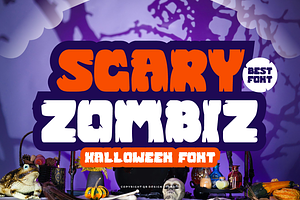 Scary Zombiz - Halloween Font, a Blackletter Font by QR Design Studio