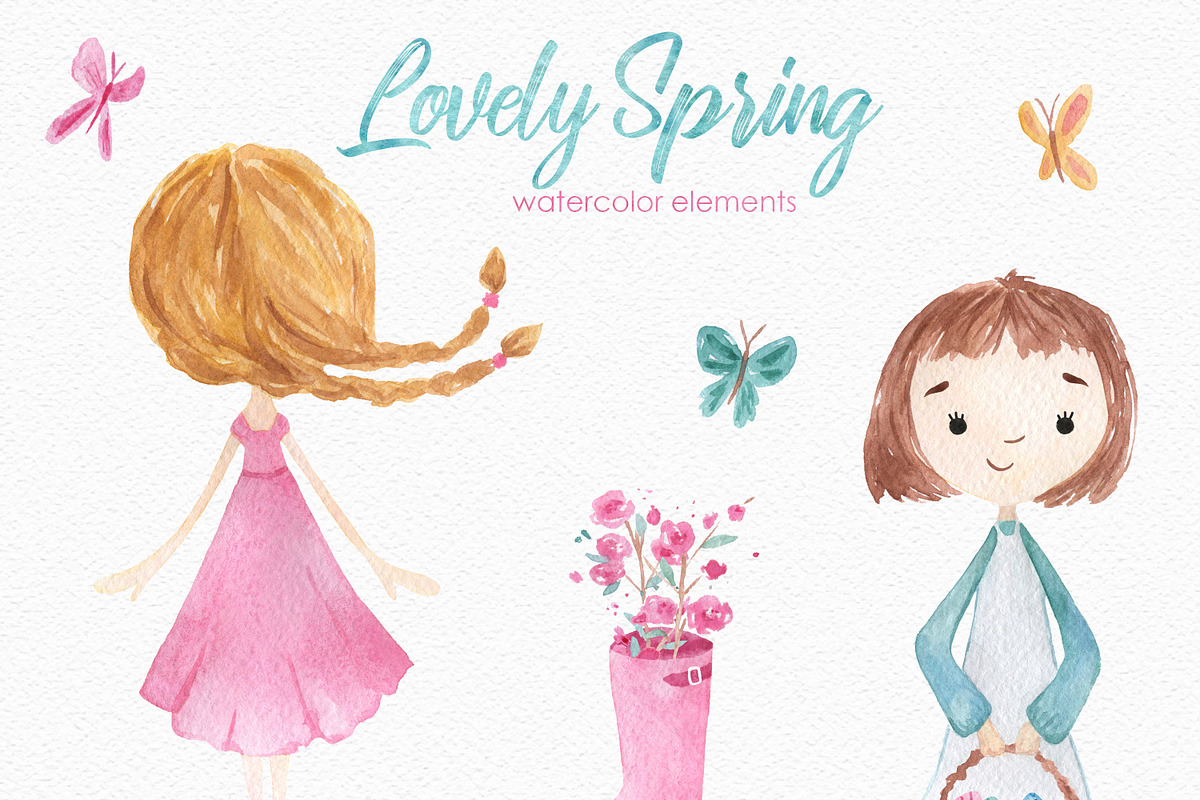 Lovely Spring Watercolor Clipart, a Decorative Illustration by LeMagiqueBoutique (Photo 2 of 5)