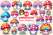 Kawaii Mushroom Stickers Clipart, an Illustration by Dream Creation (Thumbnail 1 of 5)